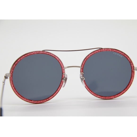 NEW GUCCI GG0061S 007 ROUND BLUE RED SUNGLASSES - Picture 7 of 11